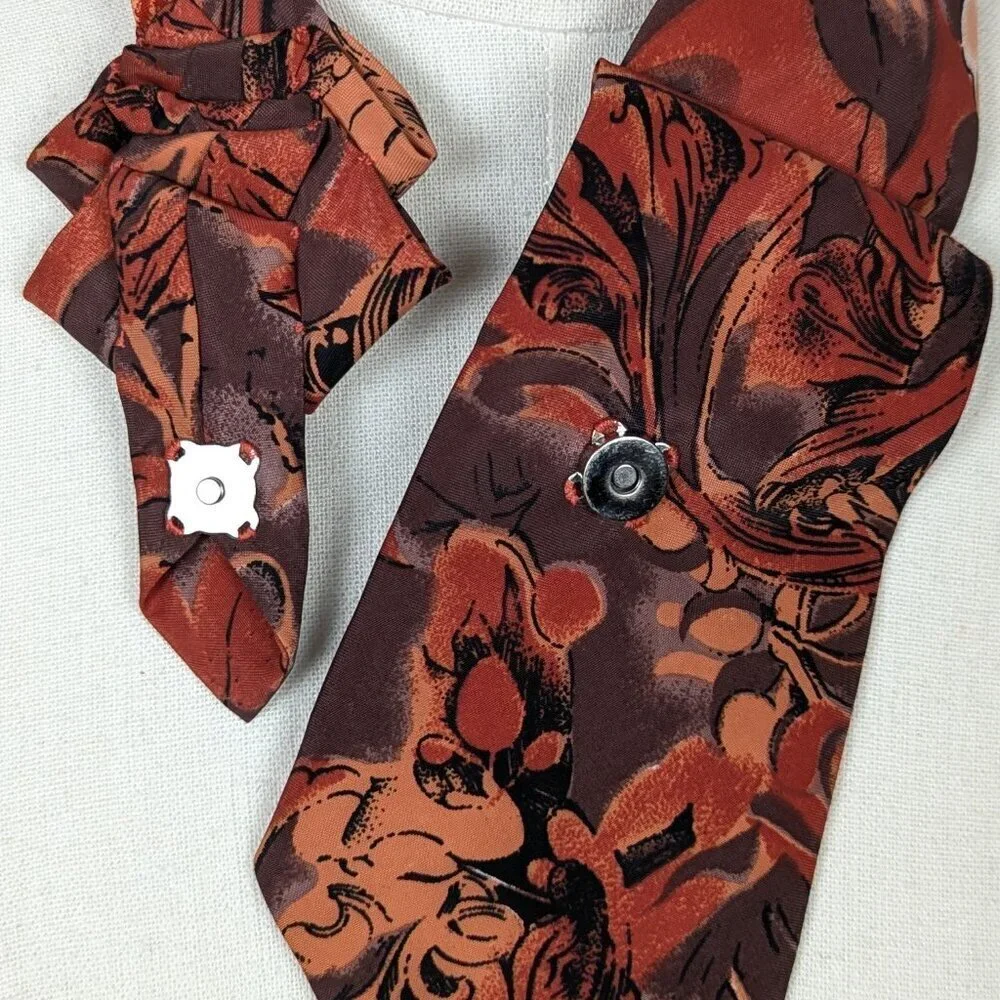 NWT Ogsplosh Women's Silk Ascot Scarf Abstract Print Burnt Orange Short